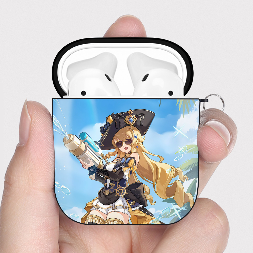 げんし神 genshin AirPods 第2世代保護ケース ハードシェル ブラック 耐衝撃・防指紋・カラビナ付き