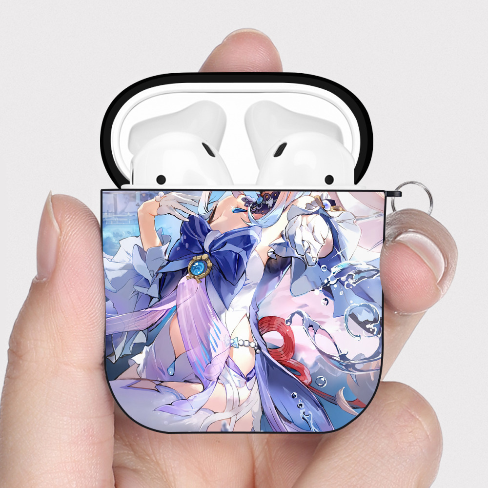 げんし神 genshin AirPods 第2世代保護ケース ハードシェル ブラック 耐衝撃・防指紋・カラビナ付き