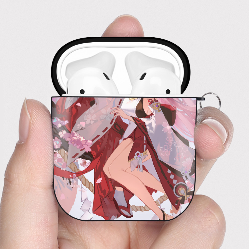 げんし神 genshin AirPods 第2世代保護ケース ハードシェル ブラック 耐衝撃・防指紋・カラビナ付き