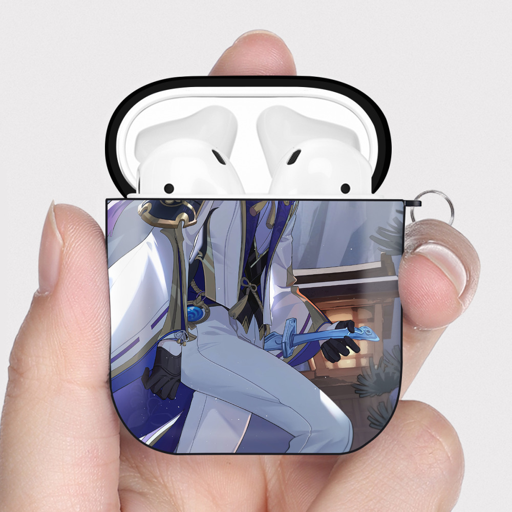げんし神 genshin AirPods 第2世代保護ケース ハードシェル ブラック 耐衝撃・防指紋・カラビナ付き
