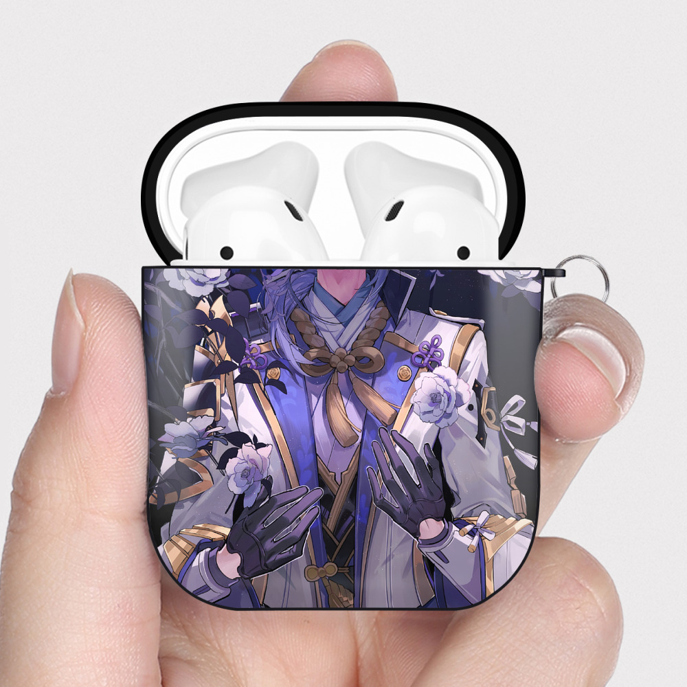 げんし神 genshin AirPods 第2世代保護ケース ハードシェル ブラック 耐衝撃・防指紋・カラビナ付き