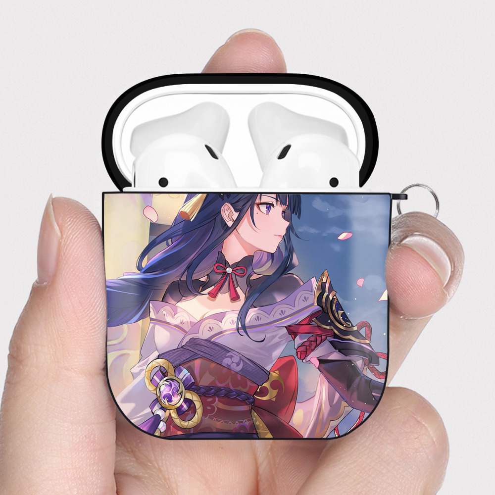 げんし神 genshin AirPods 第2世代保護ケース ハードシェル ブラック 耐衝撃・防指紋・カラビナ付き