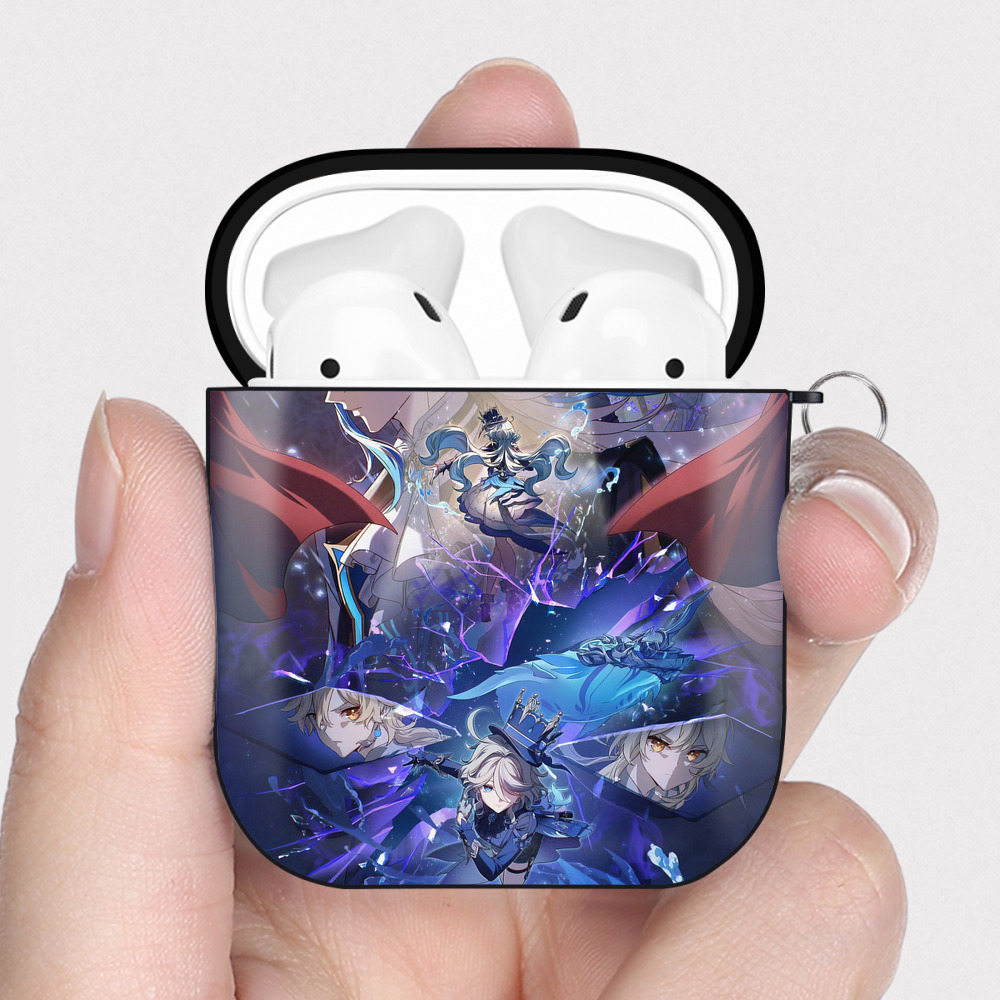 げんし神 genshin AirPods 第2世代保護ケース ハードシェル ブラック 耐衝撃・防指紋・カラビナ付き