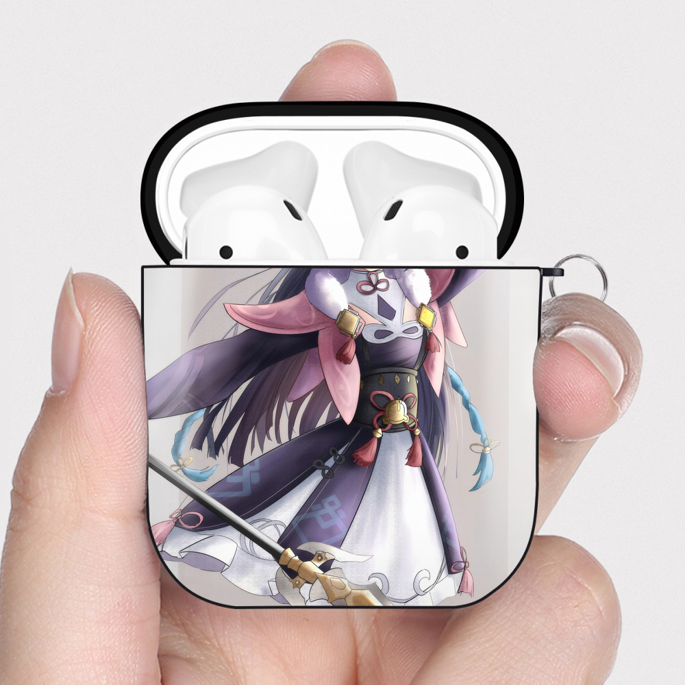げんし神 genshin AirPods 第2世代保護ケース ハードシェル ブラック 耐衝撃・防指紋・カラビナ付き