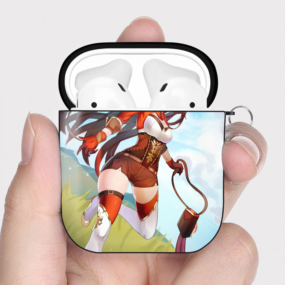 げんし神 genshin AirPods 第2世代保護ケース ハードシェル ブラック 耐衝撃・防指紋・カラビナ付き