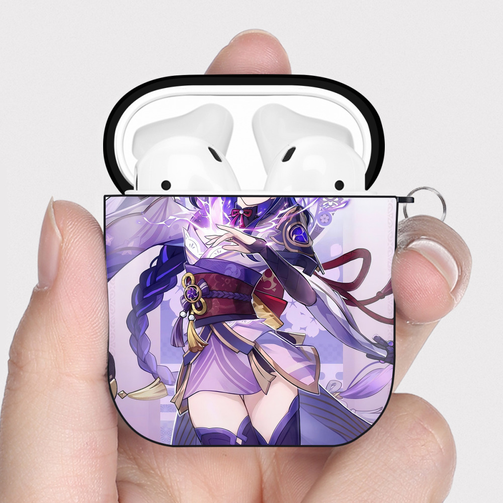 げんし神 genshin AirPods 第2世代保護ケース ハードシェル ブラック 耐衝撃・防指紋・カラビナ付き