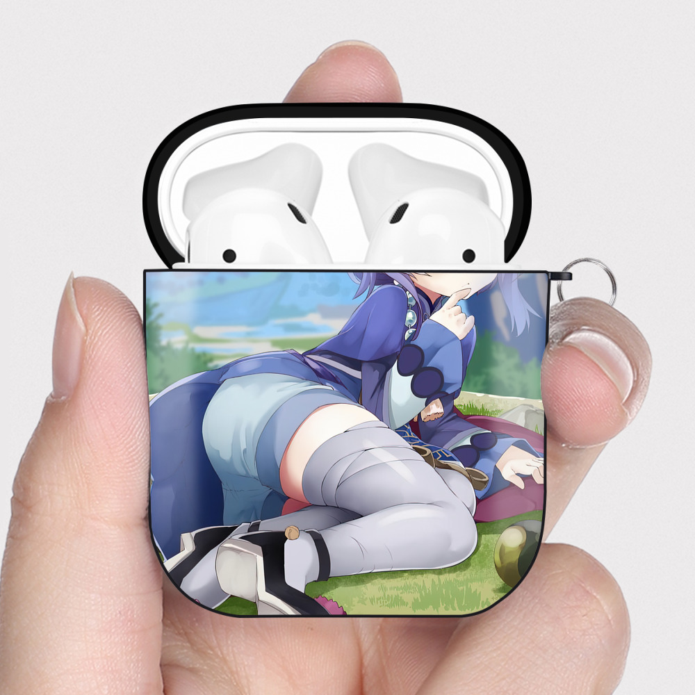 げんし神 genshin AirPods 第2世代保護ケース ハードシェル ブラック 耐衝撃・防指紋・カラビナ付き