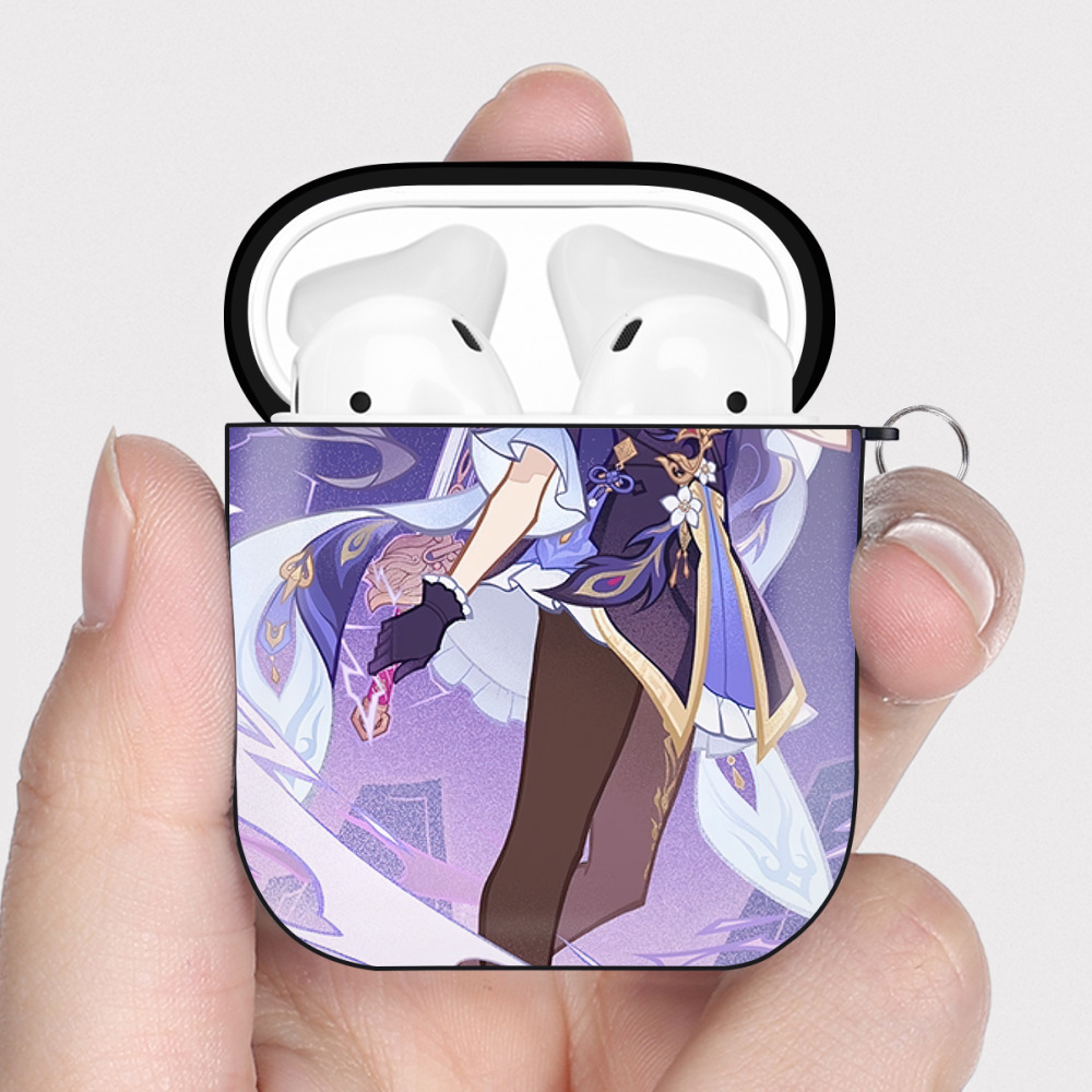 げんし神 genshin AirPods 第2世代保護ケース ハードシェル ブラック 耐衝撃・防指紋・カラビナ付き