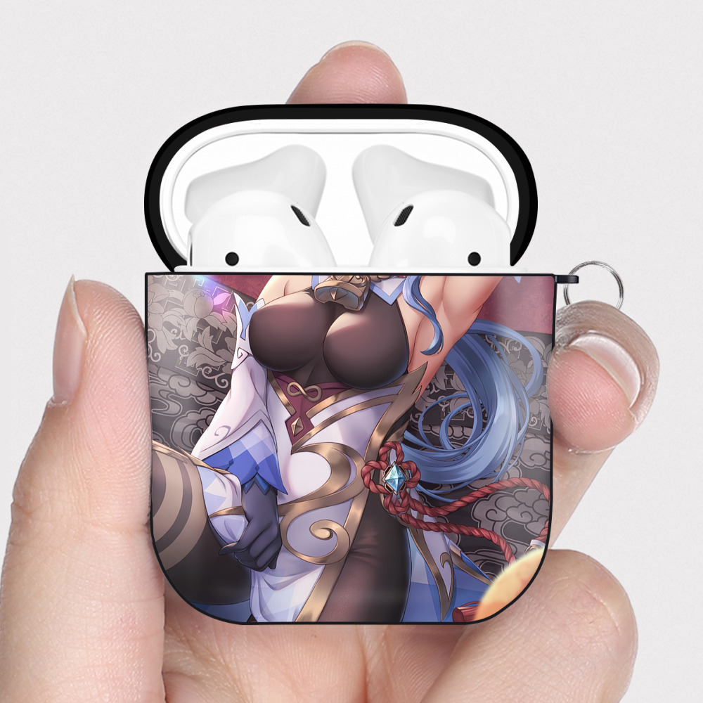 げんし神 genshin AirPods 第2世代保護ケース ハードシェル ブラック 耐衝撃・防指紋・カラビナ付き