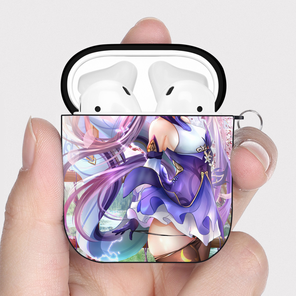 げんし神 genshin AirPods 第2世代保護ケース ハードシェル ブラック 耐衝撃・防指紋・カラビナ付き
