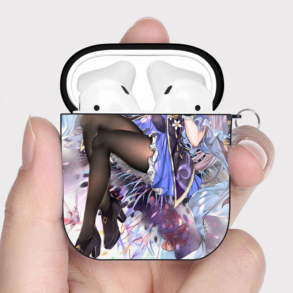 げんし神 genshin AirPods 第2世代保護ケース ハードシェル ブラック 耐衝撃・防指紋・カラビナ付き