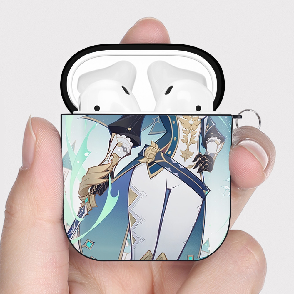 げんし神 genshin AirPods 第2世代保護ケース ハードシェル ブラック 耐衝撃・防指紋・カラビナ付き
