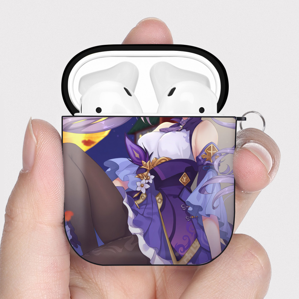 げんし神 genshin AirPods 第2世代保護ケース ハードシェル ブラック 耐衝撃・防指紋・カラビナ付き