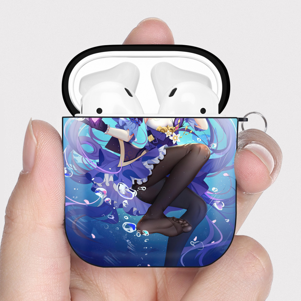 げんし神 genshin AirPods 第2世代保護ケース ハードシェル ブラック 耐衝撃・防指紋・カラビナ付き