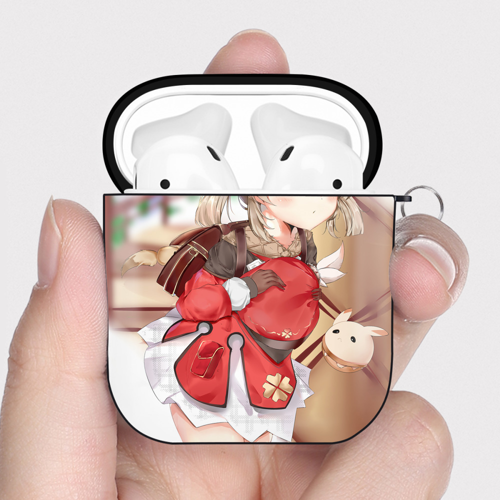 げんし神 genshin AirPods 第2世代保護ケース ハードシェル ブラック 耐衝撃・防指紋・カラビナ付き