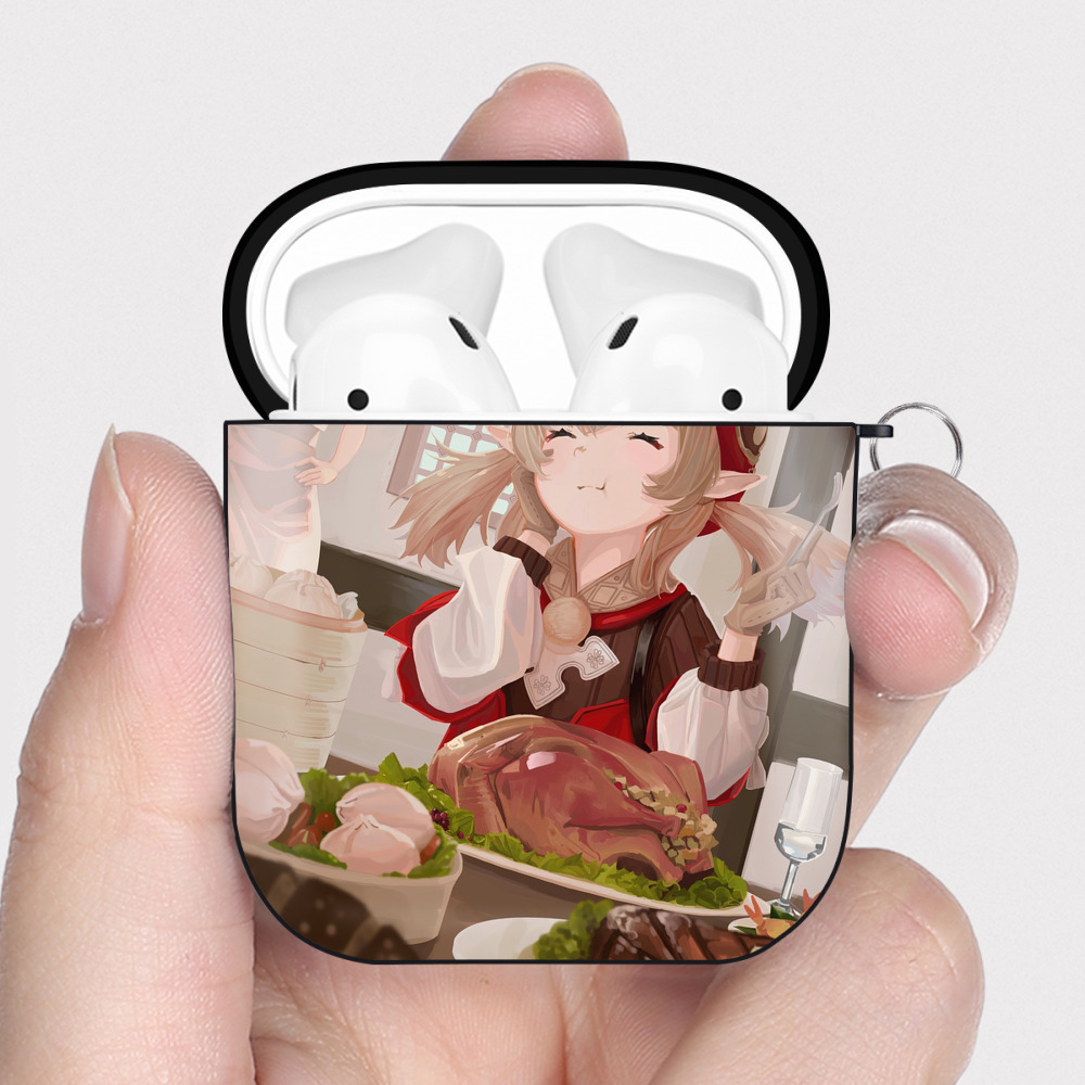 げんし神 genshin AirPods 第2世代保護ケース ハードシェル ブラック 耐衝撃・防指紋・カラビナ付き