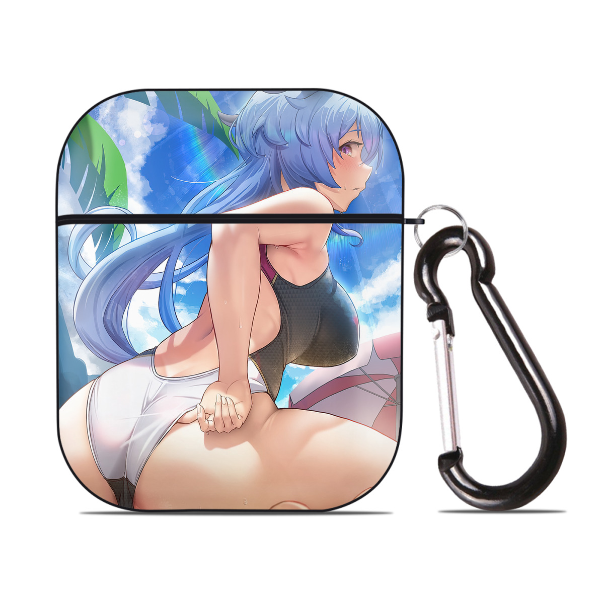 げんし神 genshin AirPods 第2世代保護ケース ハードシェル ブラック 耐衝撃・防指紋・カラビナ付き