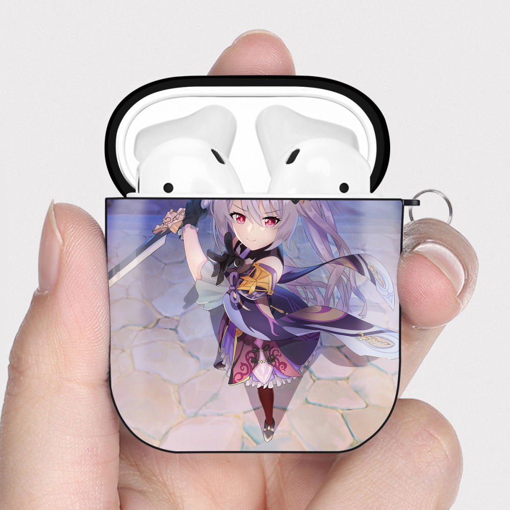 げんし神 genshin AirPods 第2世代保護ケース ハードシェル ブラック 耐衝撃・防指紋・カラビナ付き
