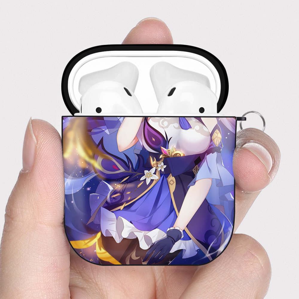 げんし神 genshin AirPods 第2世代保護ケース ハードシェル ブラック 耐衝撃・防指紋・カラビナ付き