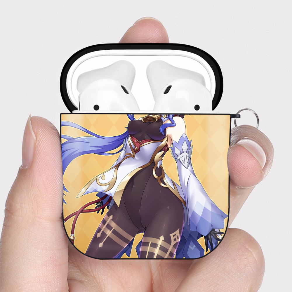 げんし神 genshin AirPods 第2世代保護ケース ハードシェル ブラック 耐衝撃・防指紋・カラビナ付き