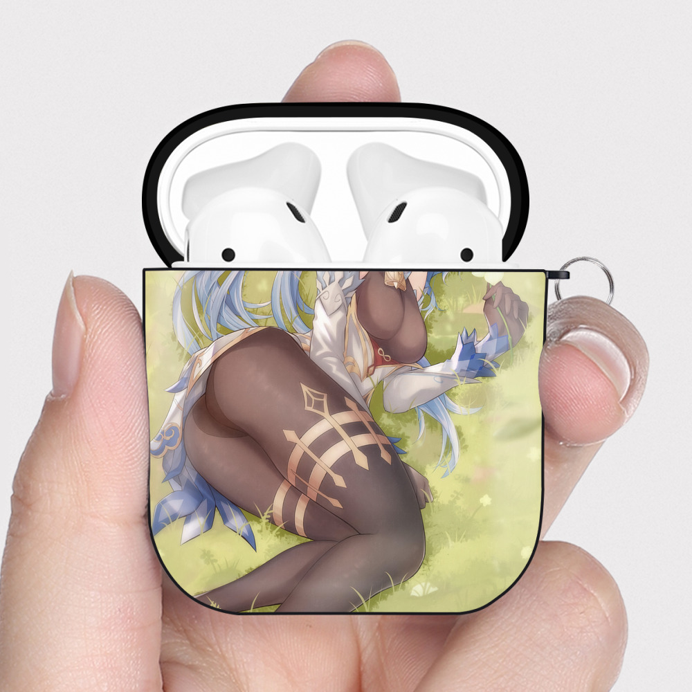 げんし神 genshin AirPods 第2世代保護ケース ハードシェル ブラック 耐衝撃・防指紋・カラビナ付き