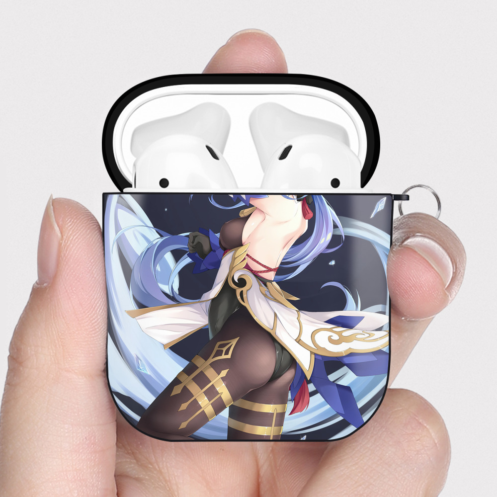 げんし神 genshin AirPods 第2世代保護ケース ハードシェル ブラック 耐衝撃・防指紋・カラビナ付き