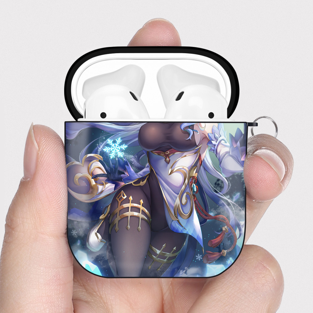 げんし神 genshin AirPods 第2世代保護ケース ハードシェル ブラック 耐衝撃・防指紋・カラビナ付き