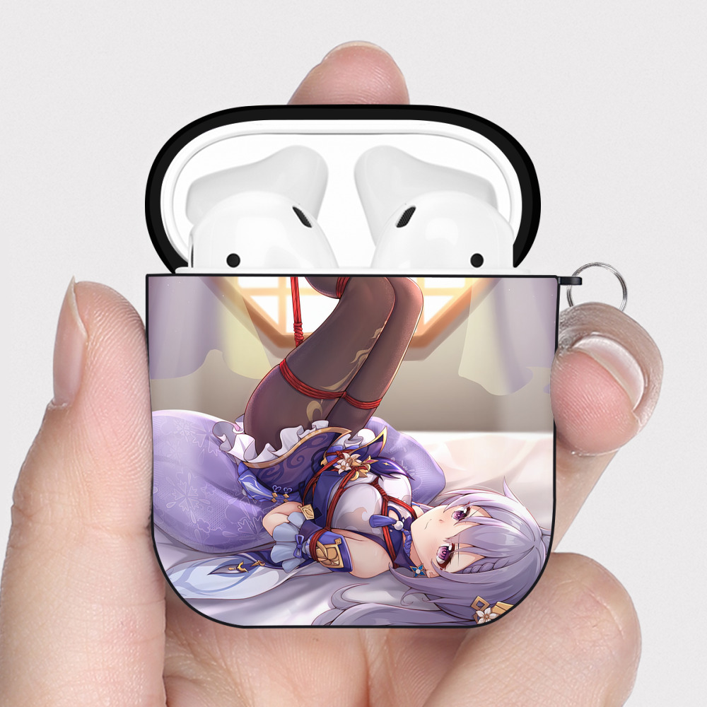 げんし神 genshin AirPods 第2世代保護ケース ハードシェル ブラック 耐衝撃・防指紋・カラビナ付き