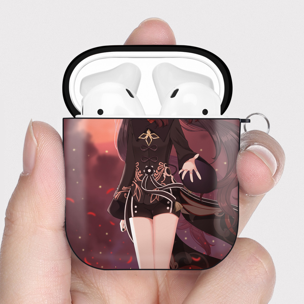 げんし神 genshin AirPods 第2世代保護ケース ハードシェル ブラック 耐衝撃・防指紋・カラビナ付き