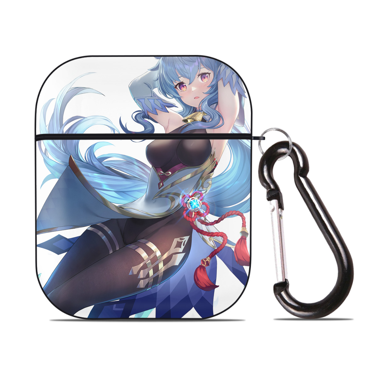 げんし神 genshin AirPods 第2世代保護ケース ハードシェル ブラック 耐衝撃・防指紋・カラビナ付き