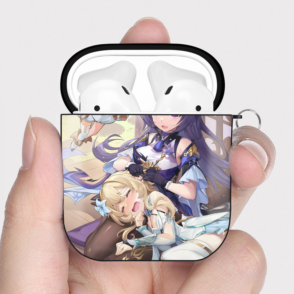 げんし神 genshin AirPods 第2世代保護ケース ハードシェル ブラック 耐衝撃・防指紋・カラビナ付き