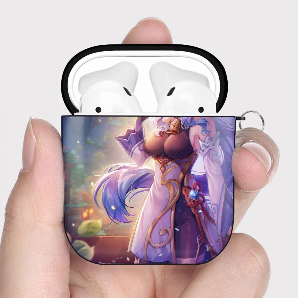 げんし神 genshin AirPods 第2世代保護ケース ハードシェル ブラック 耐衝撃・防指紋・カラビナ付き