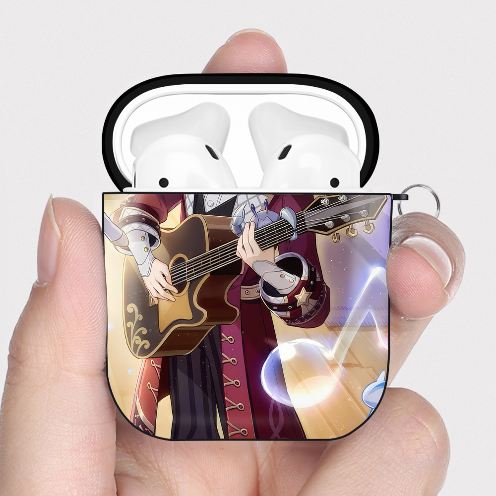 げんし神 genshin AirPods 第2世代保護ケース ハードシェル ブラック 耐衝撃・防指紋・カラビナ付き