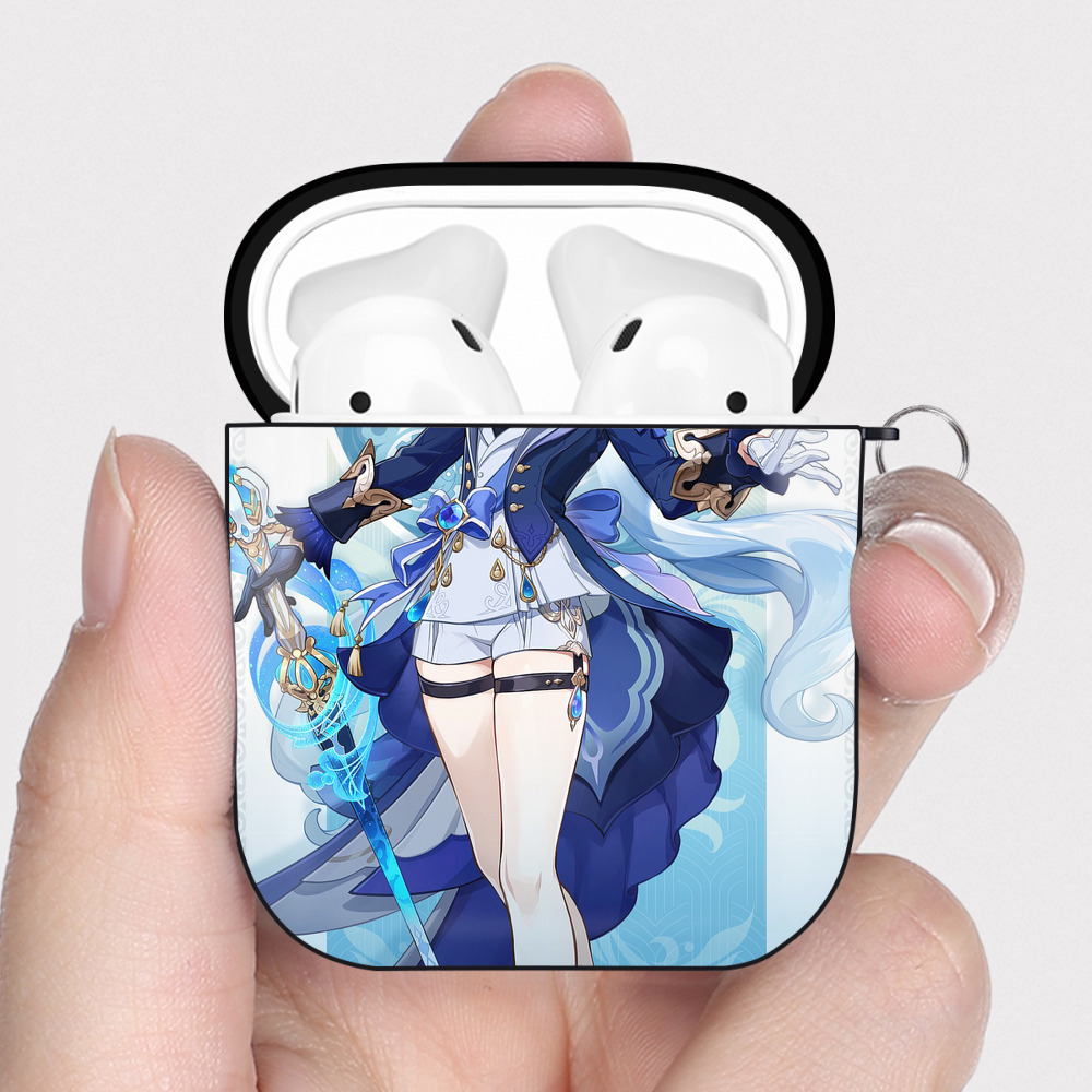 げんし神 genshin AirPods 第2世代保護ケース ハードシェル ブラック 耐衝撃・防指紋・カラビナ付き