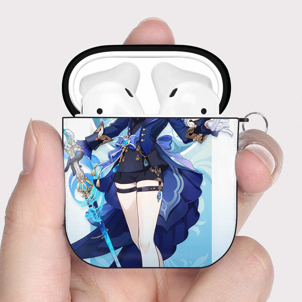 げんし神 genshin AirPods 第2世代保護ケース ハードシェル ブラック 耐衝撃・防指紋・カラビナ付き