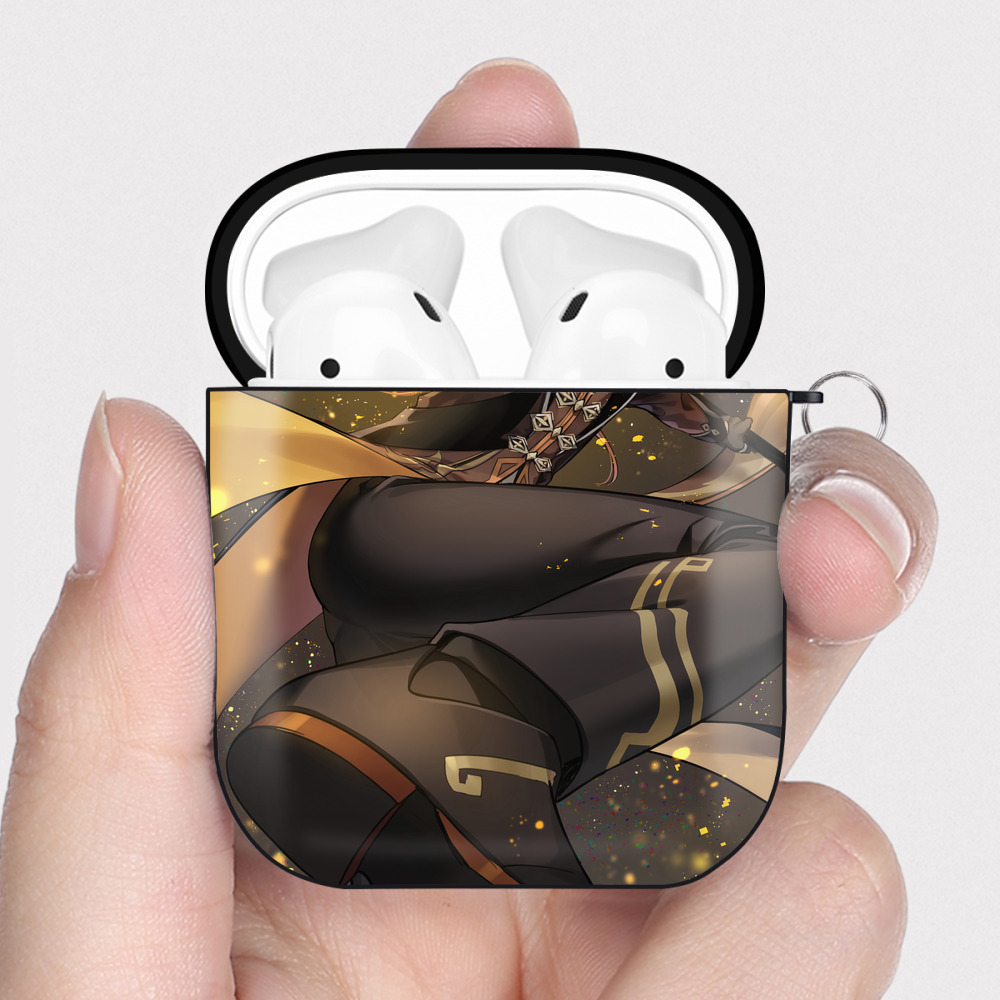 げんし神 genshin AirPods 第2世代保護ケース ハードシェル ブラック 耐衝撃・防指紋・カラビナ付き