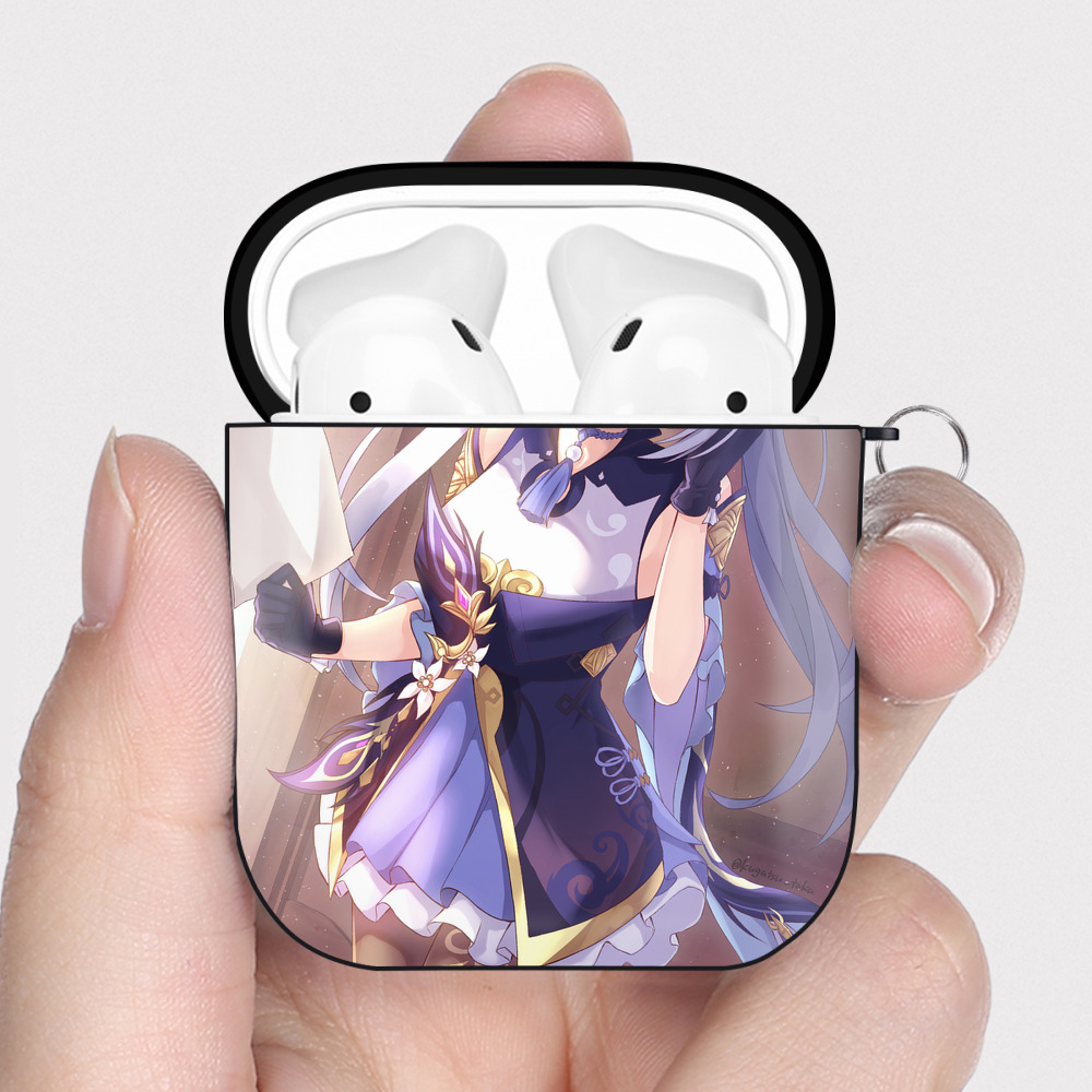 げんし神 genshin AirPods 第2世代保護ケース ハードシェル ブラック 耐衝撃・防指紋・カラビナ付き
