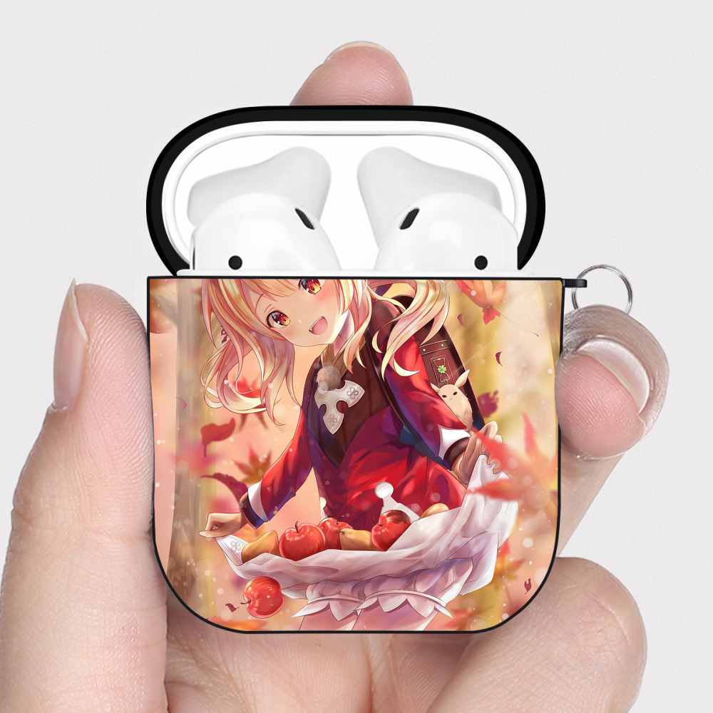 げんし神 genshin AirPods 第2世代保護ケース ハードシェル ブラック 耐衝撃・防指紋・カラビナ付き