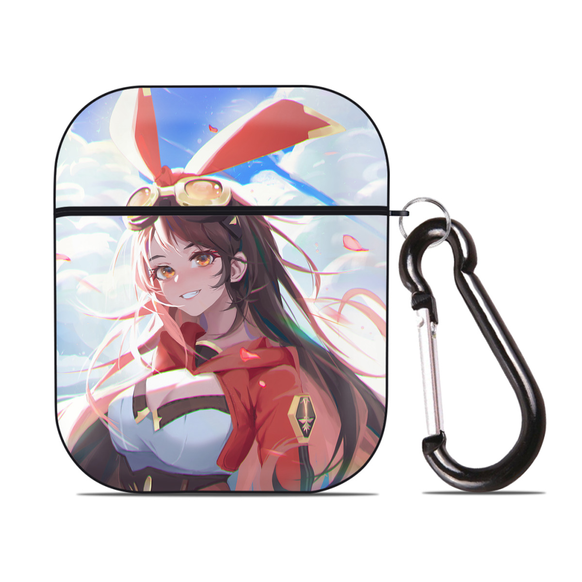 げんし神 genshin AirPods 第2世代保護ケース ハードシェル ブラック 耐衝撃・防指紋・カラビナ付き