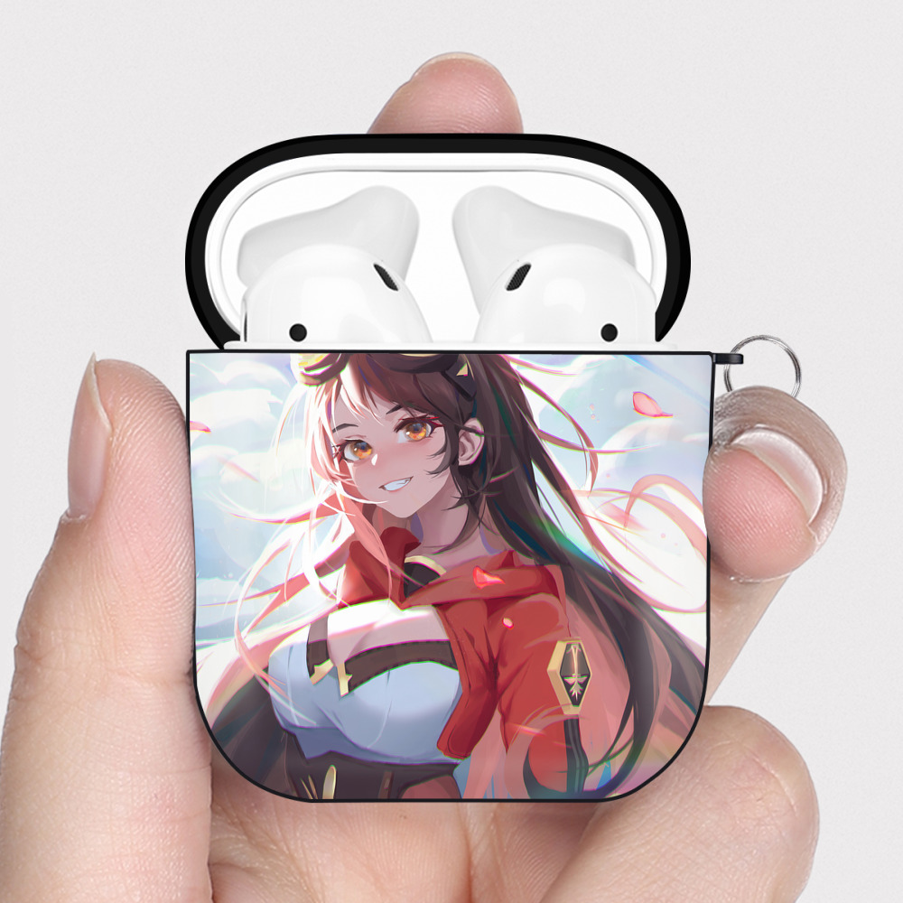 げんし神 genshin AirPods 第2世代保護ケース ハードシェル ブラック 耐衝撃・防指紋・カラビナ付き