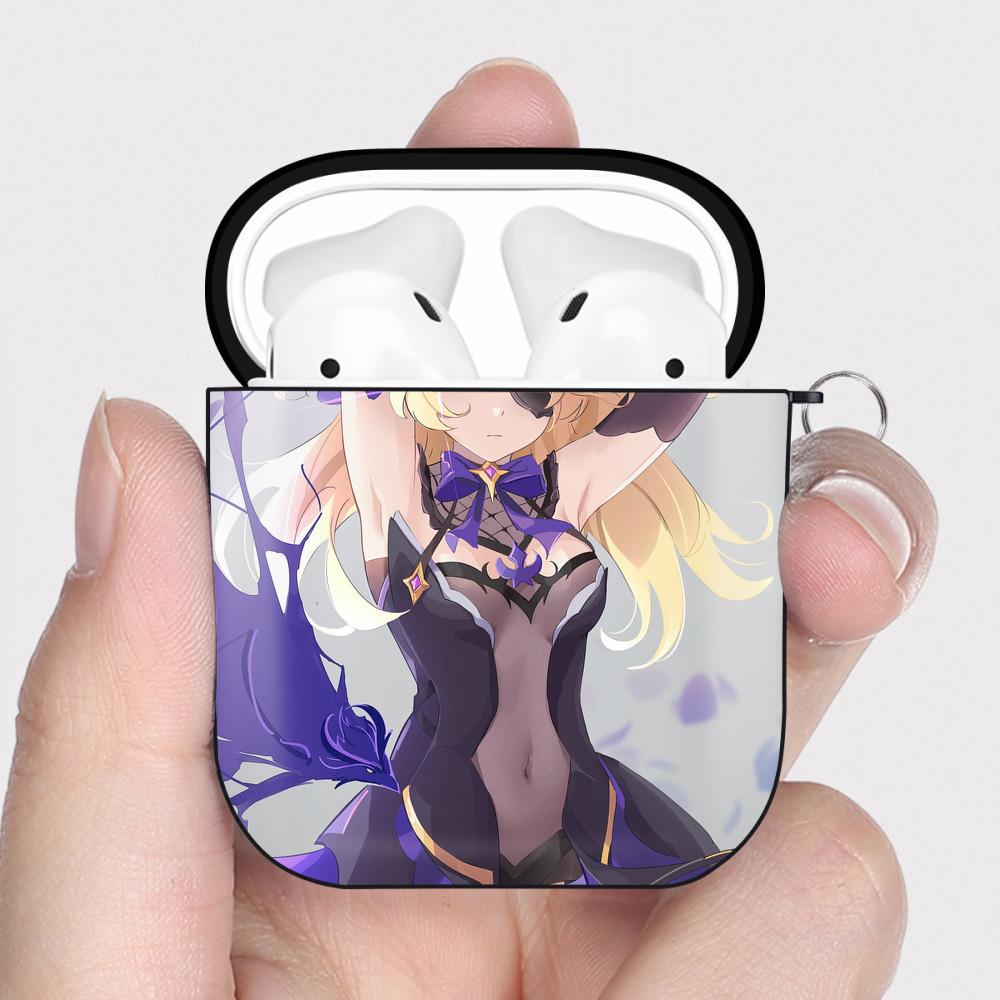 げんし神 genshin AirPods 第2世代保護ケース ハードシェル ブラック 耐衝撃・防指紋・カラビナ付き