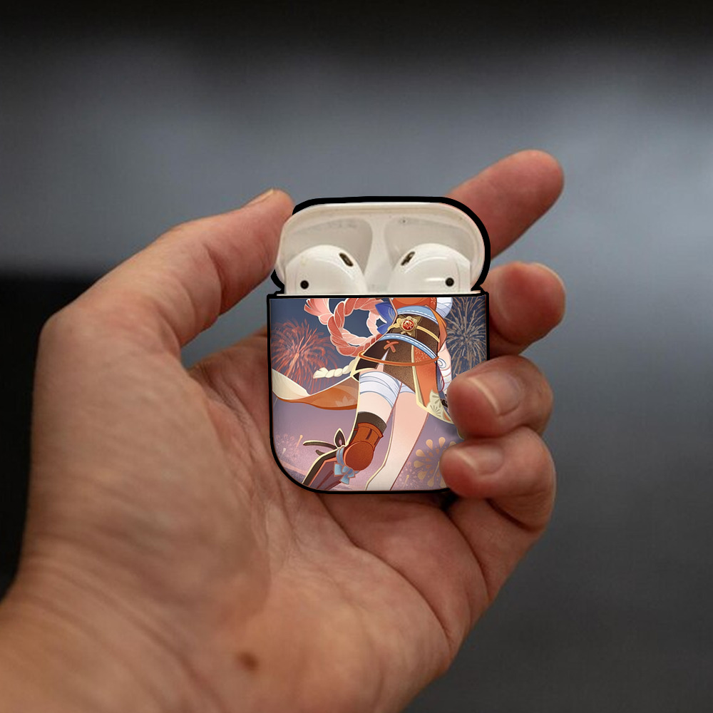 げんし神 genshin AirPods 第2世代保護ケース ハードシェル ブラック 耐衝撃・防指紋・カラビナ付き
