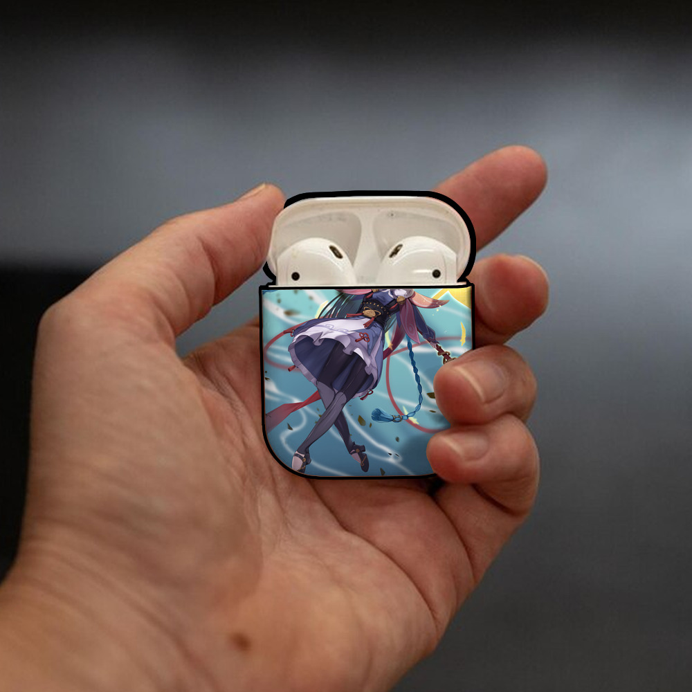 げんし神 genshin AirPods 第2世代保護ケース ハードシェル ブラック 耐衝撃・防指紋・カラビナ付き