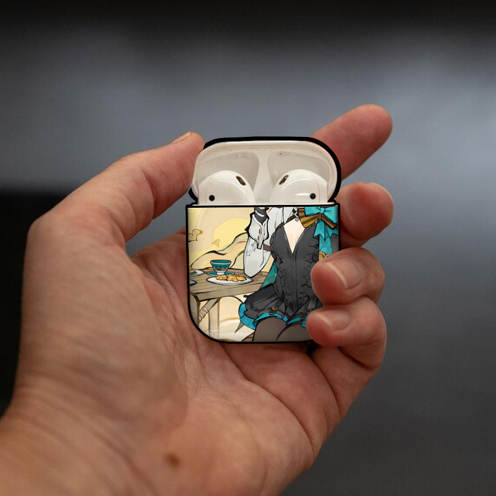 げんし神 genshin AirPods 第2世代保護ケース ハードシェル ブラック 耐衝撃・防指紋・カラビナ付き