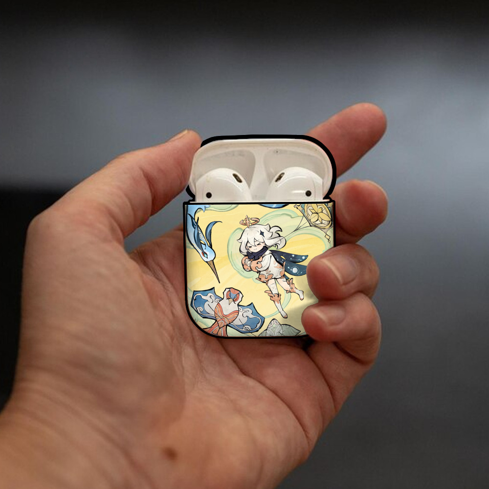 げんし神 genshin AirPods 第2世代保護ケース ハードシェル ブラック 耐衝撃・防指紋・カラビナ付き