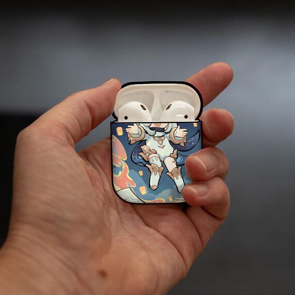 げんし神 genshin AirPods 第2世代保護ケース ハードシェル ブラック 耐衝撃・防指紋・カラビナ付き