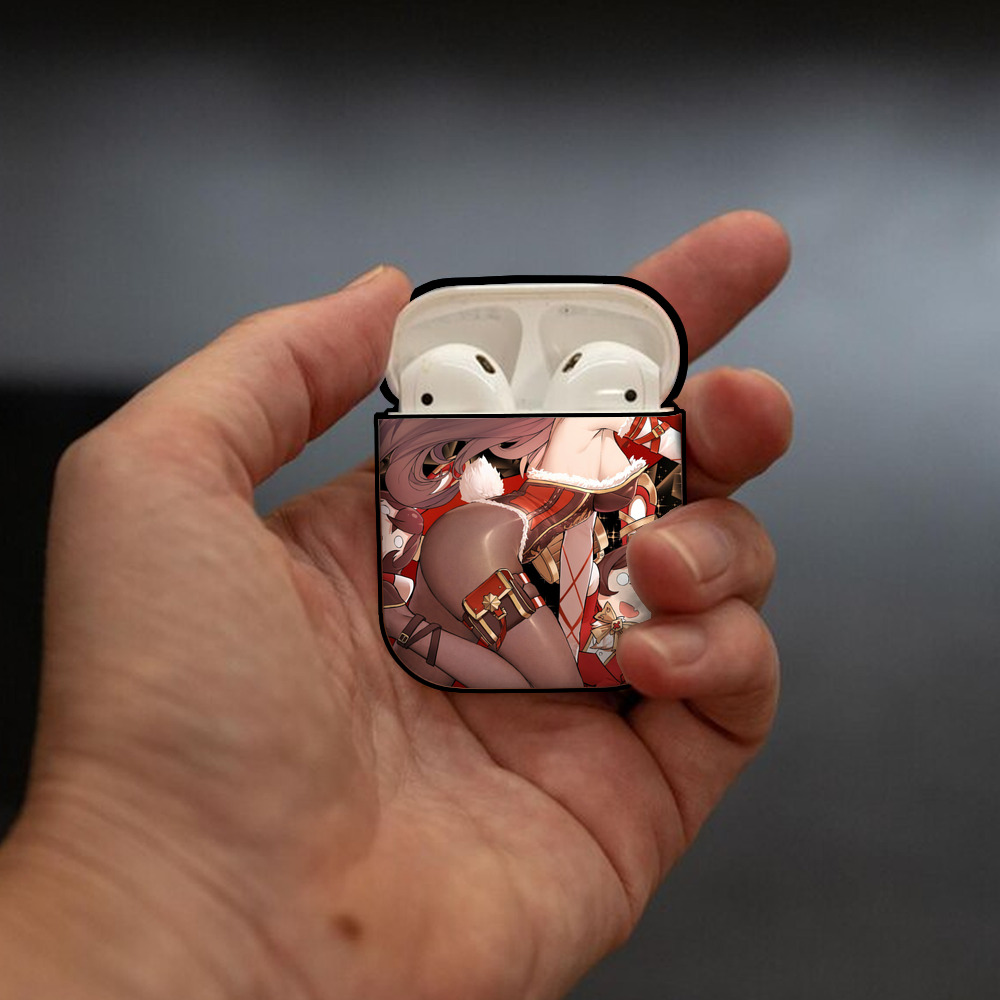 げんし神 genshin AirPods 第2世代保護ケース ハードシェル ブラック 耐衝撃・防指紋・カラビナ付き