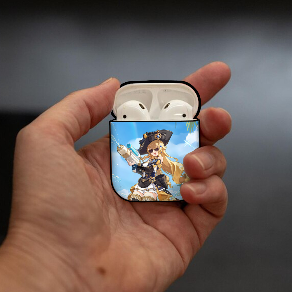 げんし神 genshin AirPods 第2世代保護ケース ハードシェル ブラック 耐衝撃・防指紋・カラビナ付き