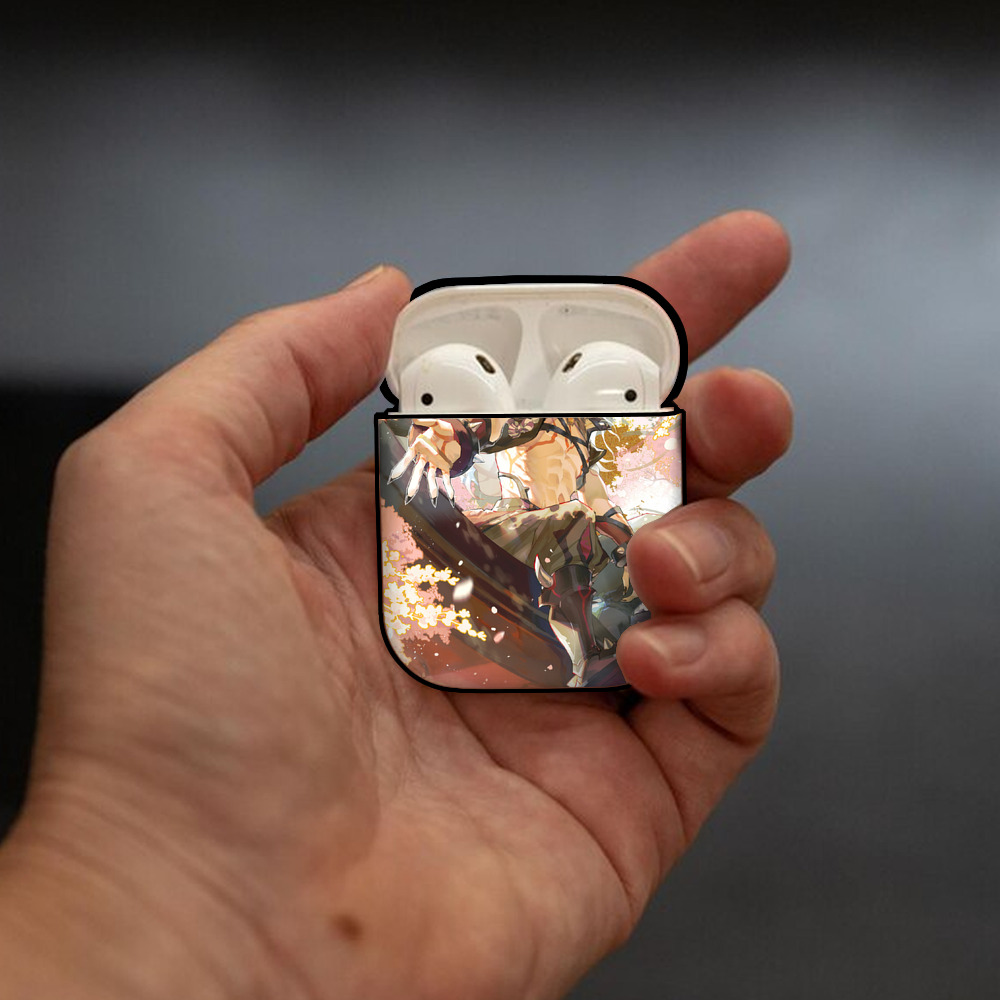 げんし神 genshin AirPods 第2世代保護ケース ハードシェル ブラック 耐衝撃・防指紋・カラビナ付き