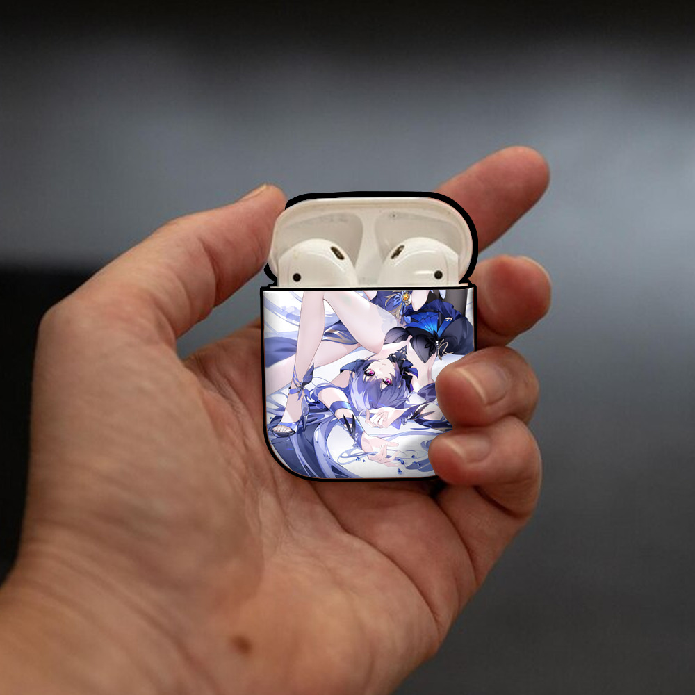 げんし神 genshin AirPods 第2世代保護ケース ハードシェル ブラック 耐衝撃・防指紋・カラビナ付き